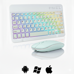 Microcase RGB Tablet ve Telefonlar için Türkçe Bluetooth Klavye ve Mouse Set - AL7815 Su Yeşili