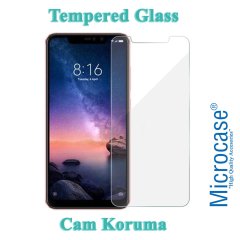Microcase Xiaomi Redmi Note 6 Pro Fabrik Serisi Kumaş ve Deri Desen Kılıf - Siyah + Tempered Glass Cam Koruma