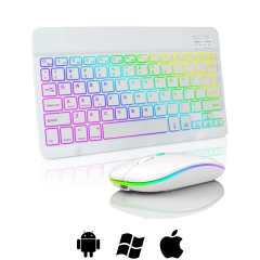 Microcase RGB Tablet ve Telefonlar için Türkçe Bluetooth Klavye ve Mouse Set - AL7815 Beyaz