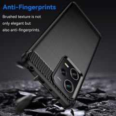 Microcase Xiaomi Redmi Note 12 Global Brushed Carbon Fiber Silikon Kılıf - Siyah AL3332