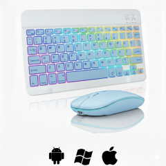 Microcase RGB Tablet ve Telefonlar için Türkçe Bluetooth Klavye ve Mouse Set - AL7815 Mavi