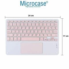 Microcase Lenovo Tab M10 TB328FU 10.1 inch  Tablet ile uyumlu Bluetooth Touchpad Klavye + Standlı Kılıf - BKK5 Pembe