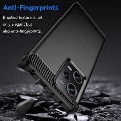 Microcase Xiaomi Redmi Note 12 Pro Global Brushed Carbon Fiber Silikon Kılıf - Siyah AL3332