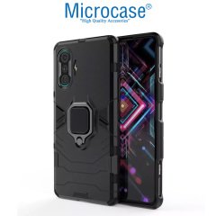 Microcase Xiaomi Poco F3 GT Batman Serisi Yüzük Standlı Armor Kılıf - Siyah