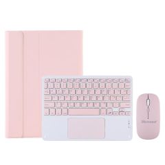 Microcase Apple iPad Pro 11 2024 M4 5. Nesil 11 inch  Tablet ile uyumlu Bluetooth Touchpad Klavye + Bluetooth Mouse + Standlı Kılıf Pembe- BKK7