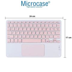 Microcase Apple iPad Pro 11 2024 M4 5. Nesil 11 inch  Tablet ile uyumlu Bluetooth Touchpad Klavye + Bluetooth Mouse + Standlı Kılıf Pembe- BKK7