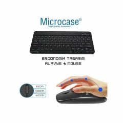 Microcase Samsung Active 4 Pro / Active 5 Pro 10.1'' ile uyumlu Bluetooth Klavye (TR Sticker) + Bluetooth Mouse + Tablet Standı - AL2765