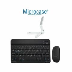 Microcase Samsung Active 4 Pro / Active 5 Pro 10.1'' ile uyumlu Bluetooth Klavye (TR Sticker) + Bluetooth Mouse + Tablet Standı - AL2765