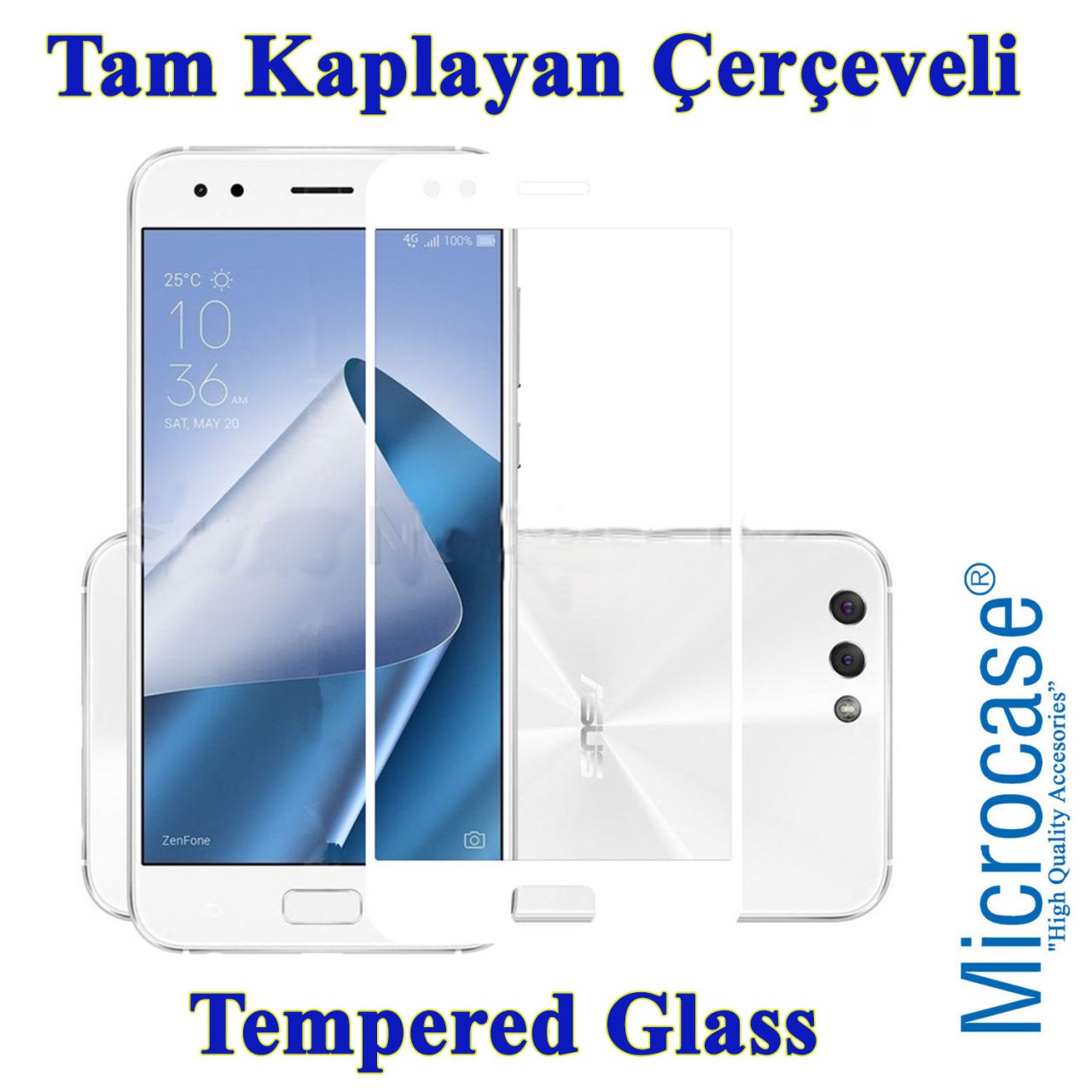 Asus Zenfone 4 ZE554KL Tam Kaplayan Çerçeveli Tempered Koruma-BEY