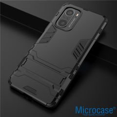 Microcase Xiaomi Mi 11i Alfa Armor Standlı Perfect Koruma Kılıf - Siyah