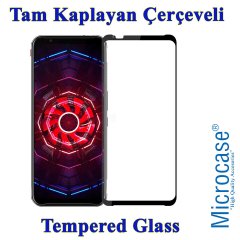 Microcase ZTE Nubia Red Magic 3 - 3S Tam Kaplayan Çerçeveli Tempered Cam - Siyah