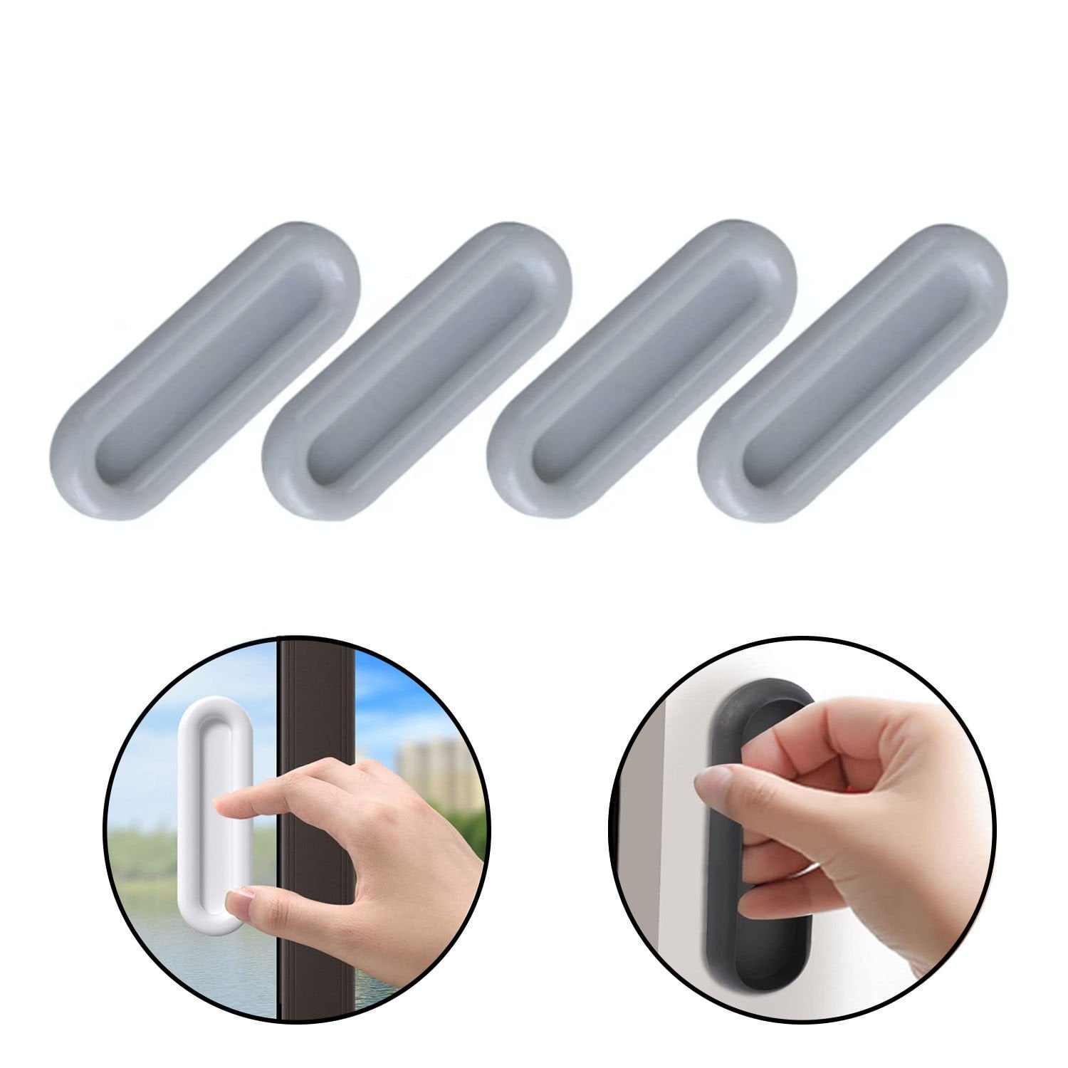 Microcase Plastik Sürgülü Kapı Çekmece Pencere  Sineklik  vb. için  Yapışkanlı  Kol Tutacağı -AL4757  4 Adet