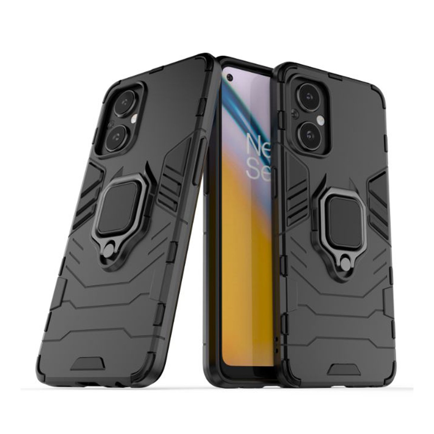 Microcase Oneplus Nord N20 5G Batman Yüzüklü Armor Kılıf - Siyah