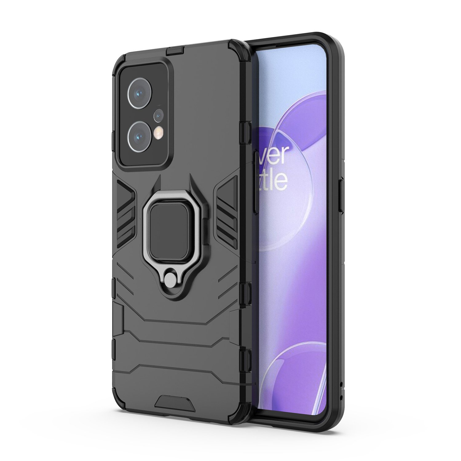 Microcase Oneplus Nord CE 2 Lite 5G Batman Yüzüklü Armor Kılıf - Siyah