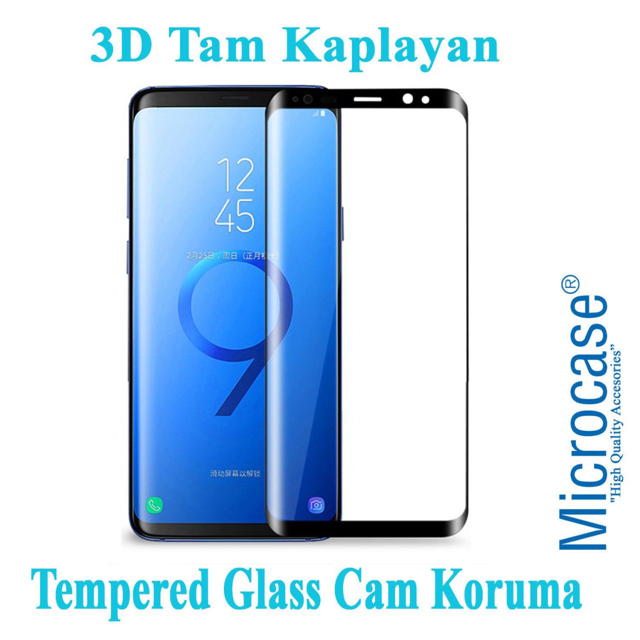 Microcase Samsung Galaxy Note 9 3D Curved Tam Kaplayan Tempered