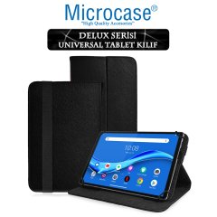 Microcase Lenovo M10 FHD Plus 10.3'' TB-X606 Delüx Serisi Universal Standlı Deri Kılıf - Siyah + Tempered Glass Cam Koruma