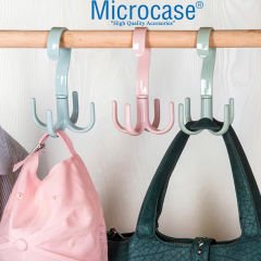 Microcase Çok Amaçlı 4 Askılı 360° Döner Başlıklı Eşya Çanta Kıyafet Tutucu Askılık -AL4761  Beyaz 1 Adet