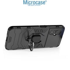 Microcase Xiaomi Poco M4 5G Batman Serisi Yüzük Standlı Armor Kılıf - Siyah