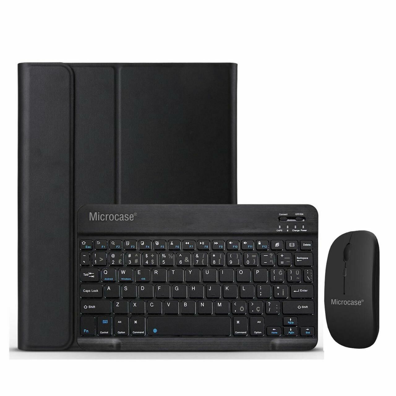 Microcase Samsung Galaxy Tab S10 Plus SM-X820 12.4 inch  Tablet için Tablet Bluetooth Klavye ve Mouse + Kılıf BKK6