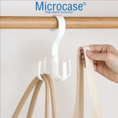 Microcase Çok Amaçlı 4 Askılı 360° Döner Başlıklı Eşya Çanta Kıyafet Tutucu Askılık -AL4761  Beyaz 2 Adet