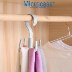 Microcase Çok Amaçlı 4 Askılı 360° Döner Başlıklı Eşya Çanta Kıyafet Tutucu Askılık -AL4761  Beyaz 2 Adet
