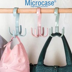 Microcase Çok Amaçlı 4 Askılı 360° Döner Başlıklı Eşya Çanta Kıyafet Tutucu Askılık -AL4761  Beyaz 2 Adet