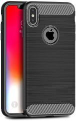 IPhone XS Brushed Carbon Silikon TPU Kılıf Siyah Renk