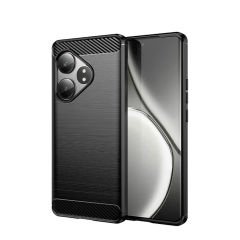 Microcase Realme GT 6T/GT6/GT NEO 6/GT NEO 6 SE  ile Uyumlu   Brushed Carbon Fiber Silikon Kılıf - Siyah AL3332