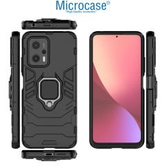 Microcase Xiaomi Poco X4 GT Batman Serisi Yüzük Standlı Armor Kılıf - Siyah