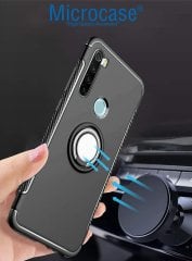Microcase Xiaomi Redmi Note 8 Yüzük Standlı Armor Silikon Kılıf - Siyah