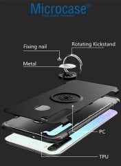 Microcase Xiaomi Redmi Note 8 Yüzük Standlı Armor Silikon Kılıf - Siyah