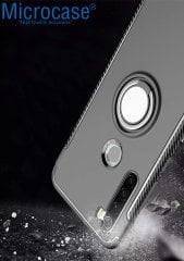 Microcase Xiaomi Redmi Note 8 Yüzük Standlı Armor Silikon Kılıf - Siyah