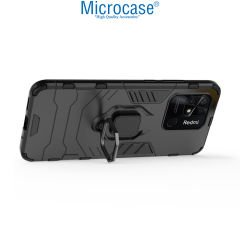 Microcase Xiaomi Poco C40 Batman Serisi Yüzük Standlı Armor Kılıf - Siyah