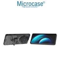 Microcase Vivo X100 Pro  ile Uyumlu  Batman Serisi Yüzük Standlı Armor Kılıf - Siyah AL3349