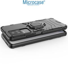 Microcase Xiaomi Poco F4 Batman Serisi Yüzük Standlı Armor Kılıf - Siyah