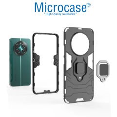 Microcase Realme 12 Plus   ile Uyumlu  Batman Serisi Yüzük Standlı Armor Kılıf - Siyah AL3349
