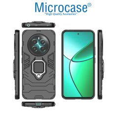 Microcase Realme 12 Plus   ile Uyumlu  Batman Serisi Yüzük Standlı Armor Kılıf - Siyah AL3349
