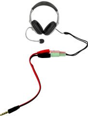 4 pin 3.5mm Stereo Erkek - 2 x 3.5mm Stereo Dişi Girişli Kablo