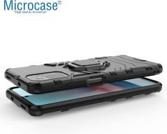 Xiaomi Redmi Note 10 Batman Serisi Yüzük Standlı Armor Kılıf - Siyah