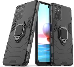 Xiaomi Redmi Note 10 Batman Serisi Yüzük Standlı Armor Kılıf - Siyah