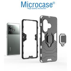 Microcase Realme GT 6T/GT6/GT NEO6/GT NEO 6 SE ile Uyumlu  Batman Serisi Yüzük Standlı Armor Kılıf - Siyah AL3349