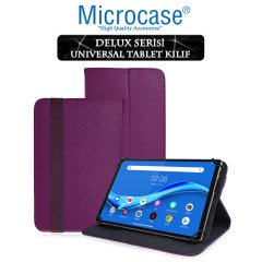 Microcase Lenovo M10 FHD Plus 10.3'' TB-X606 Delüx Serisi Universal Standlı Deri Kılıf - Mor + Nano Esnek Ekran Koruma Filmi