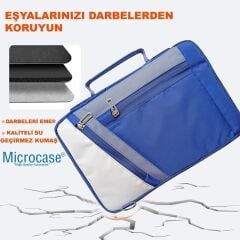 Microcase Xiaomi Redmi Pad 2 Pro 12.1 inch için Omuz Askılı El Tutacaklı Universal Sleeve Taşıma Çantası AL4346 Lacivert Krem Gri