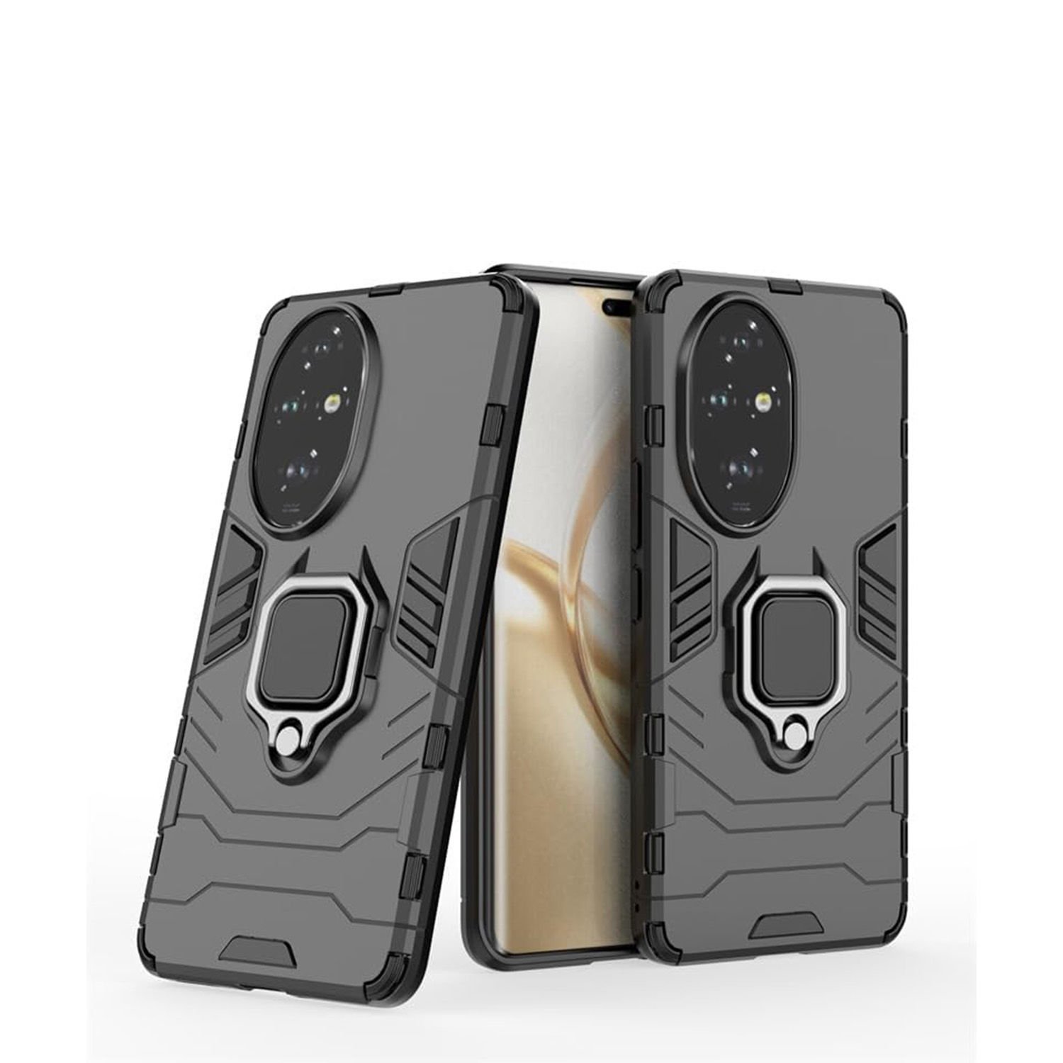 Microcase Honor 200 ile Uyumlu   Batman Serisi Yüzük Standlı Armor Kılıf - Siyah AL3349