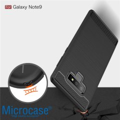 Microcase Galaxy Note 9 Brushed Carbon Fiber Silikon Kılıf Siyah