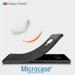 Microcase Galaxy Note 9 Brushed Carbon Fiber Silikon Kılıf Siyah