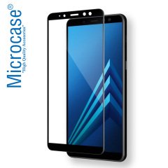 Galaxy A8 Plus 2018 Tam Kaplayan Çerçeveli Tempered Koruma-SİYAH