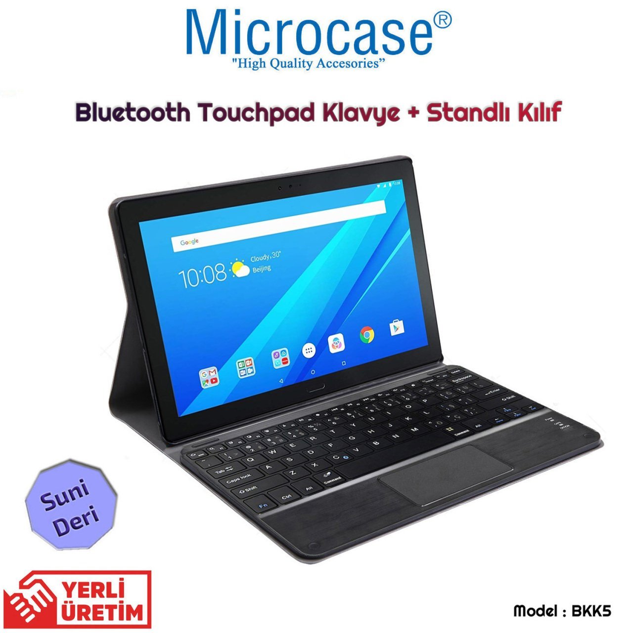Microcase Lenovo Tab 4 10 Plus Bluetooth Touchpad Klavye + Standlı Kılıf - BKK5