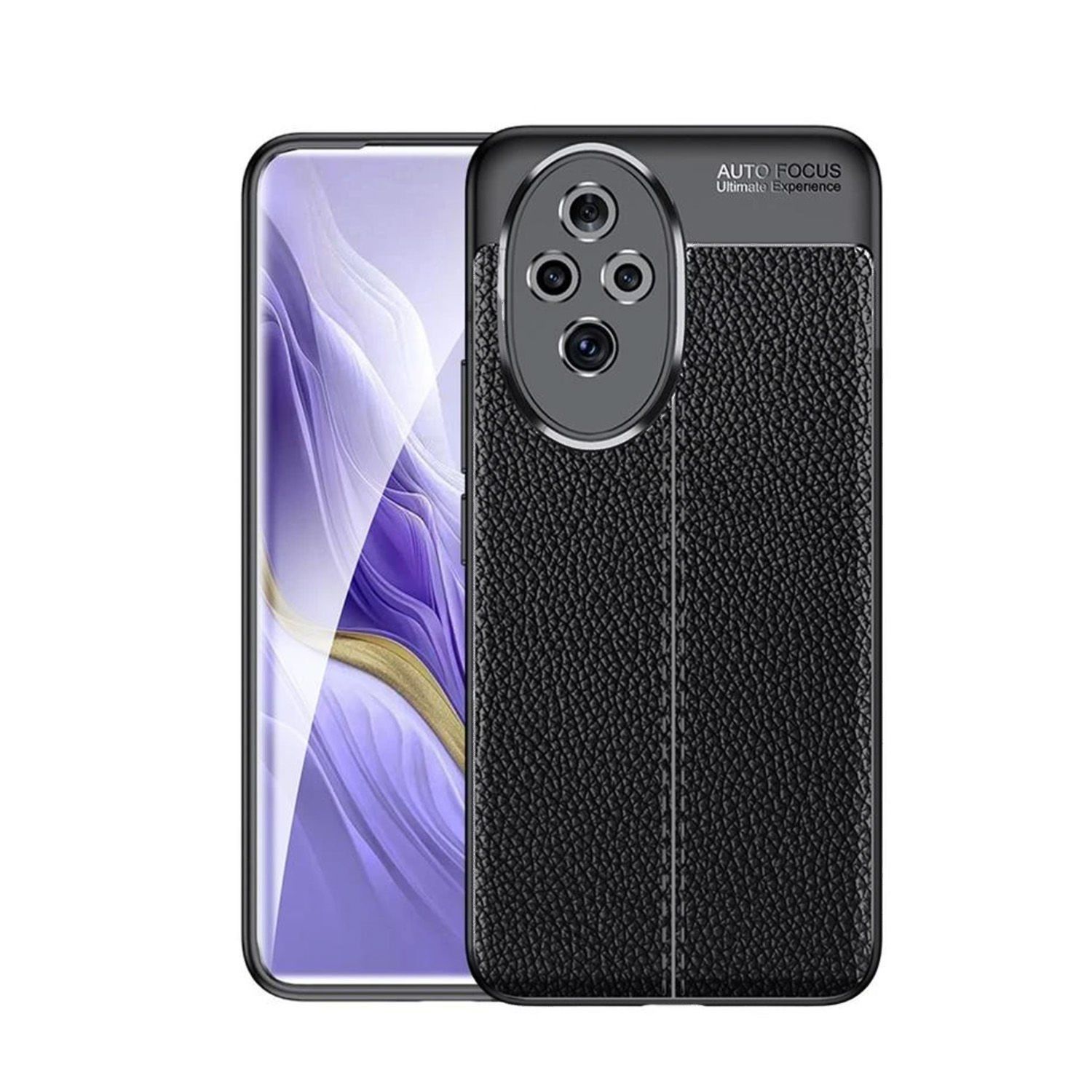 Microcase Honor 200 Pro  ile Uyumlu  Leather Serisi Deri Efekt Silikon Kılıf - Siyah Al3337