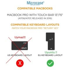Microcase Macbook Air 13 2020 A2179 Silikon Klavye Koruması EU Türkçe Şeffaf